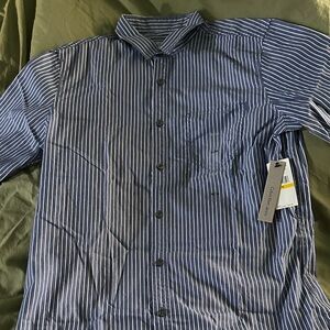 Calvin Klein Navy Striped Button Down Shirt